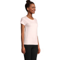T-Shirt col rond en coton bio Femme Rose Chine