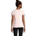 T-Shirt col rond en coton bio Femme Rose Chine