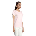 T-Shirt col rond en coton bio Femme Rose P&acirc;le