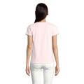 T-Shirt col rond en coton bio Femme Rose P&acirc;le