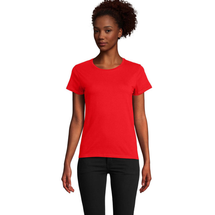 T-Shirt col rond en coton bio Femme Rouge