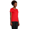 T-Shirt col rond en coton bio Femme Rouge