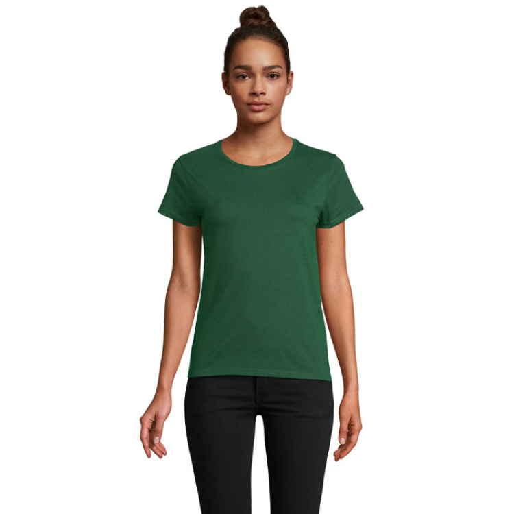 T-Shirt col rond en coton bio Femme Vert Bouteille