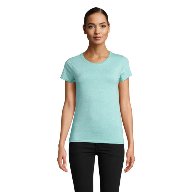 T-Shirt col rond en coton bio Femme Vert Clair Chine