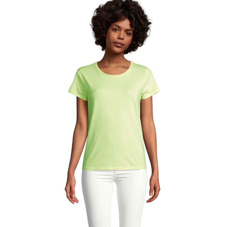 T-Shirt col rond en coton bio Femme Vert Pomme