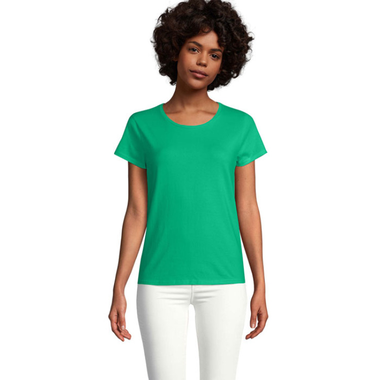T-Shirt col rond en coton bio Femme Vert Prairie