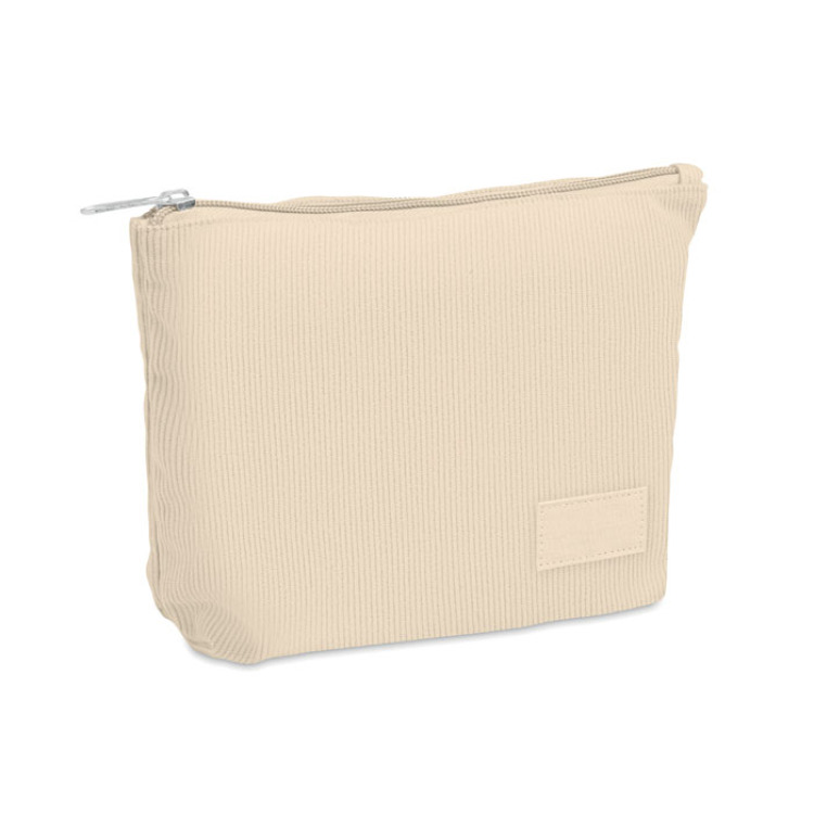 Trousse en velours c&ocirc;tel&eacute; Beige